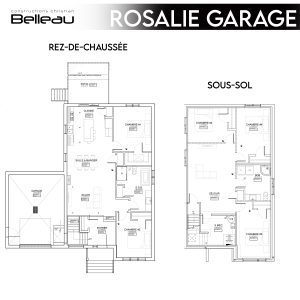 Ceci est le plan du rez-de-chaussée et sous-sol, modèle Rosalie garage